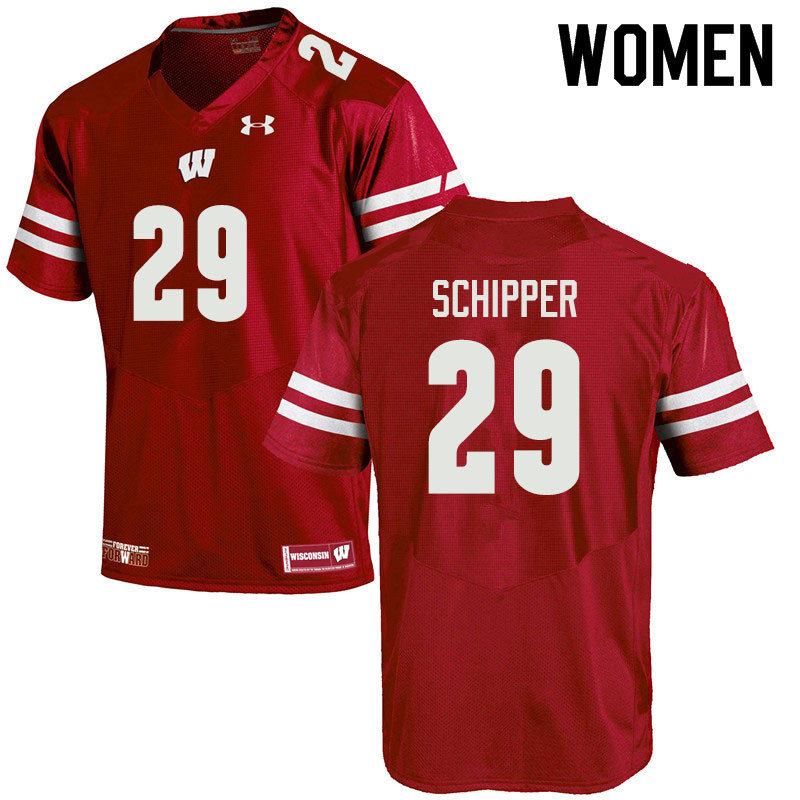Women #29 Brady Schipper Wisconsin Badgers College Football Jerseys Sale-Red